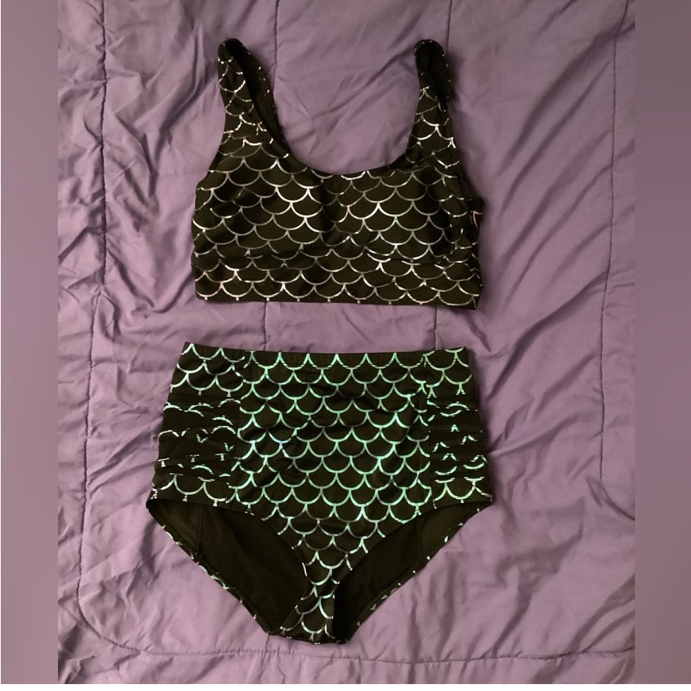 Torrid Black and Green Mermaid Bikini